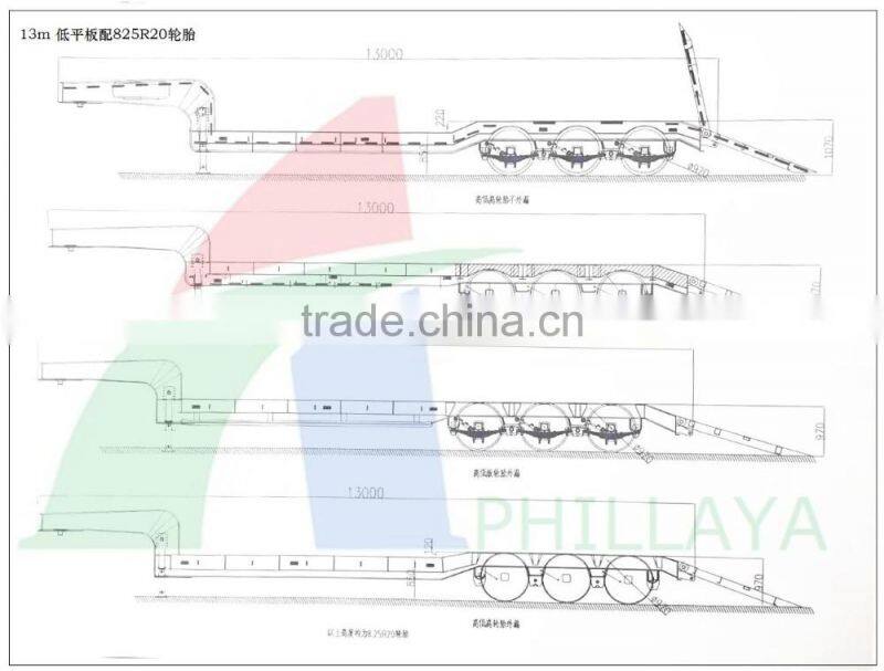 Hot sale Liangshan manufacturer Farm Tractors, Excavators Drop Deck Low Bed lowboy Semi Trailer
