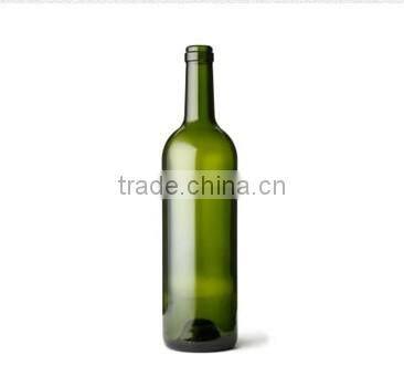 Round Shape 750ML Antique Green Bordeaux Glass Wine Bottle