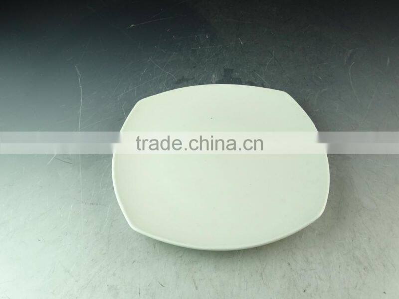 Wholesale white ceramic square flat dinner plate for daily use