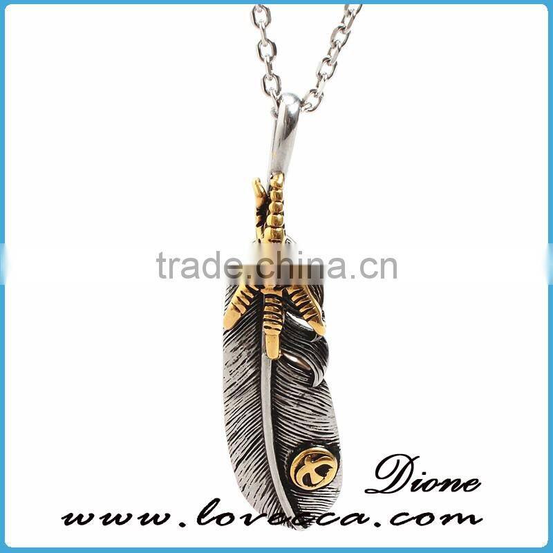2017 Guangzhou factory manufacture jewelry pendants charms titanium feather pendant