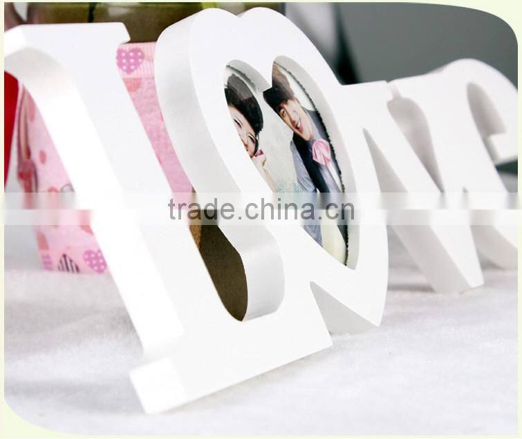 home decor wooden love photo frame for wedding decoration