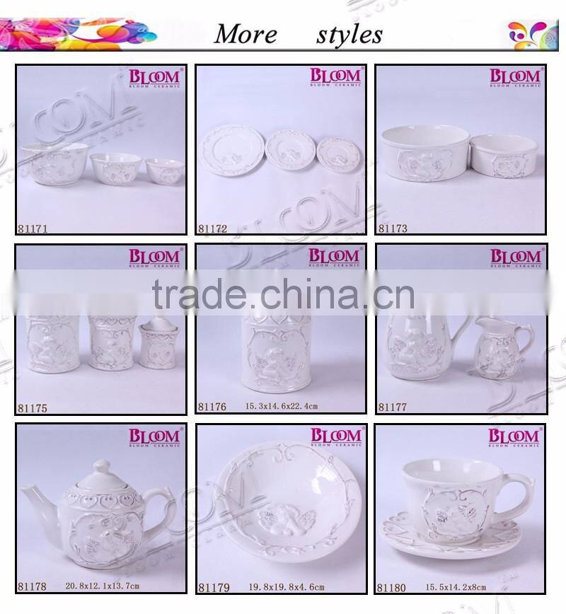 Simple design ceramic white coffee cup and saucer