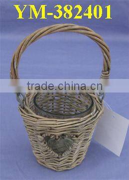 Cheap white willow antique candle holder with handle