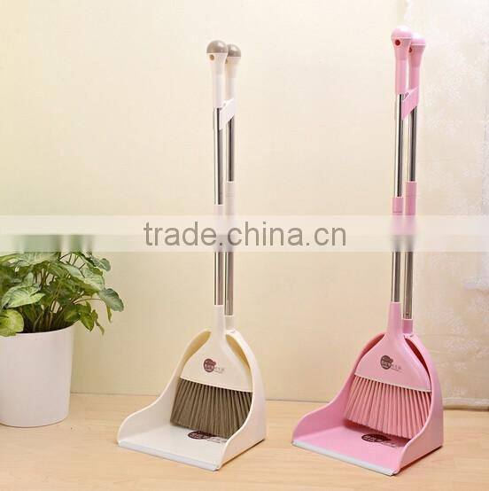 High quality plastic broom dustpan cleaning sets with S/S stick 85cm soft hair length 10.5cm