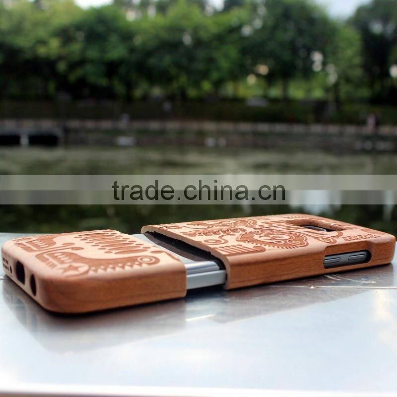 Classical Chinese walnut/bamboo/rosewood/cherry/maya cartoon cell phone case for Samsung