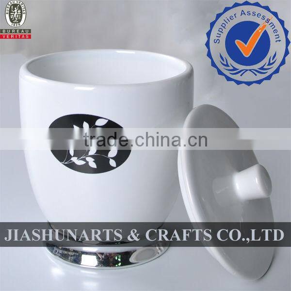 Silver-Plated Base Ceramic Cotton Jar