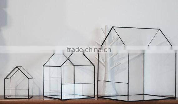 Small House Stained Glass Gecoration Terrarium Home decor Planter for indoor gardening