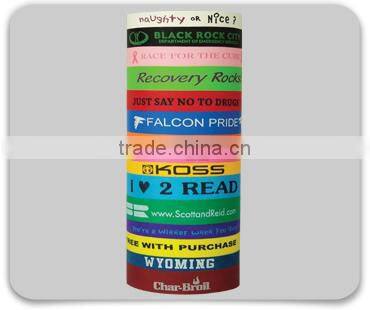 Several colors silk print logo bracelet, hot transfer print band, water transfer print logo wristband