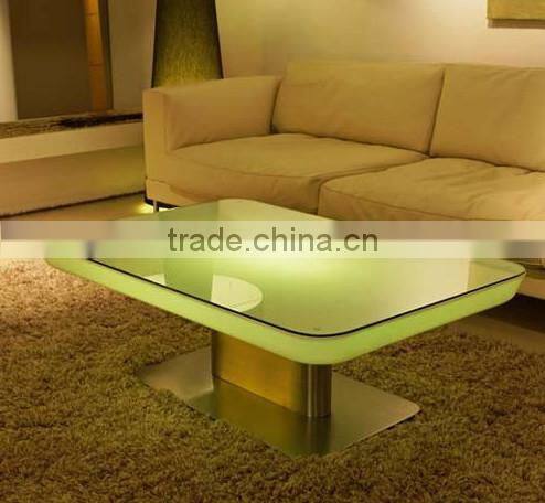 Fashion colorful furniture table/led glass top table