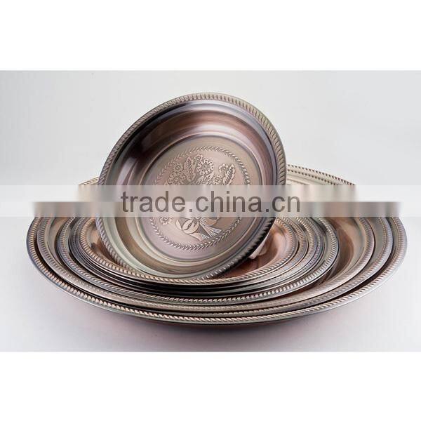 Stalinless Steel Serving Tray Round Tray in K-Gols Color
