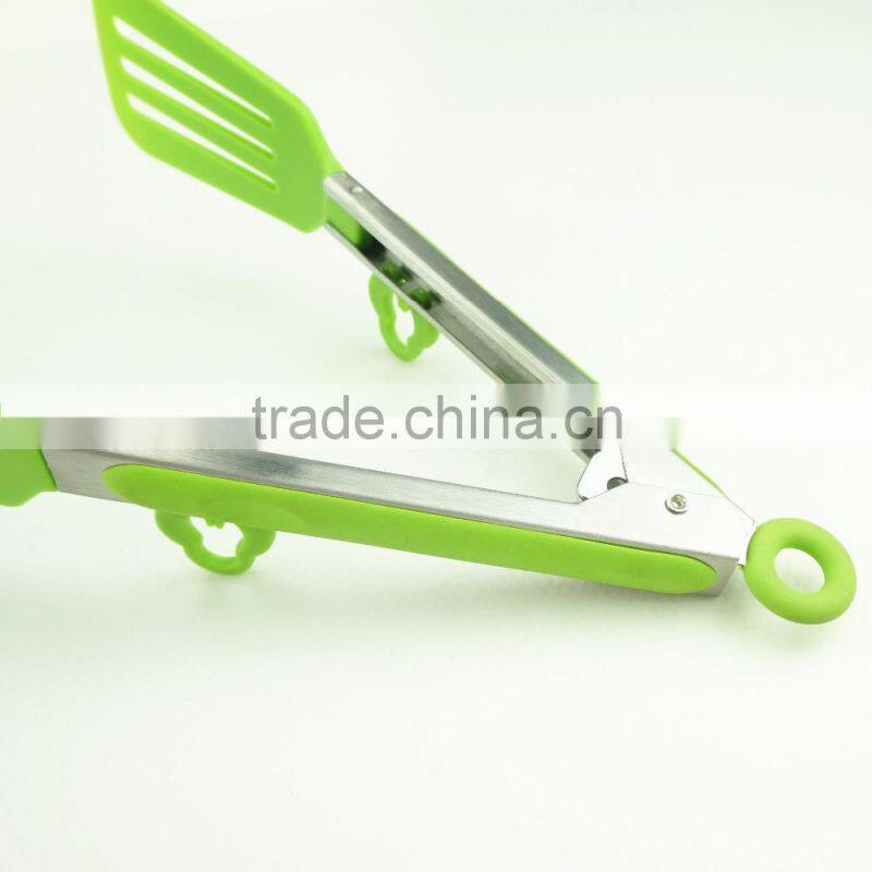 35079 Slotted Nylon Kitchen Tongs BBQ Cooking Food salad Tongs with holder stand