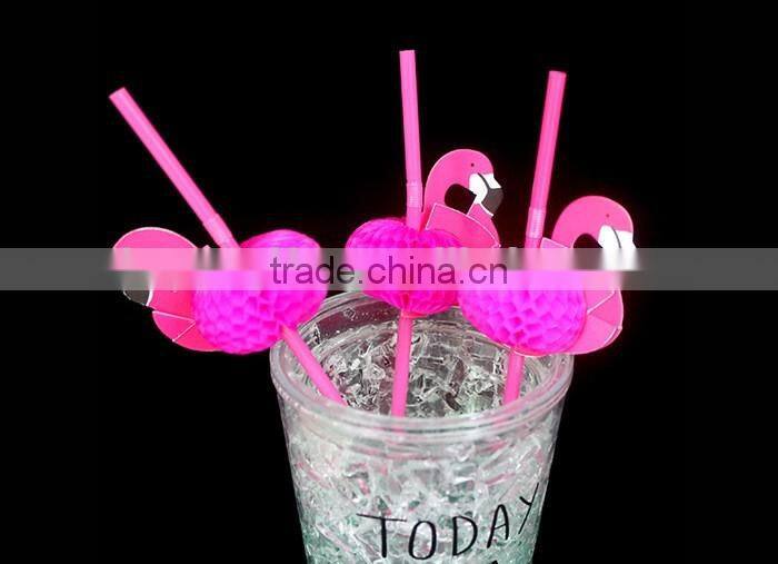 China Supplied Party Decoration Tissue Paper Flamingo Plastic Drinking Straw Flexible