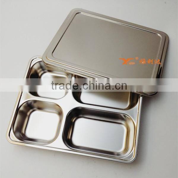 Eco-friendly free used colorful stainless steel 4 compartment plate for dinner