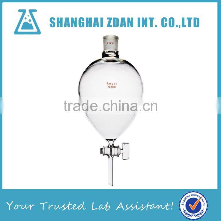 High Borosilicate Glass Globe Shaped Separatory Funnel Glass Stopcock, Large Capacity