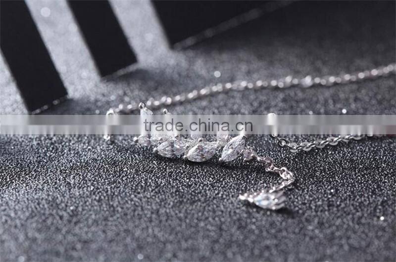 2017 New Style Micro Leaf Shape Plain 925 sterling silver Pendant Necklaces