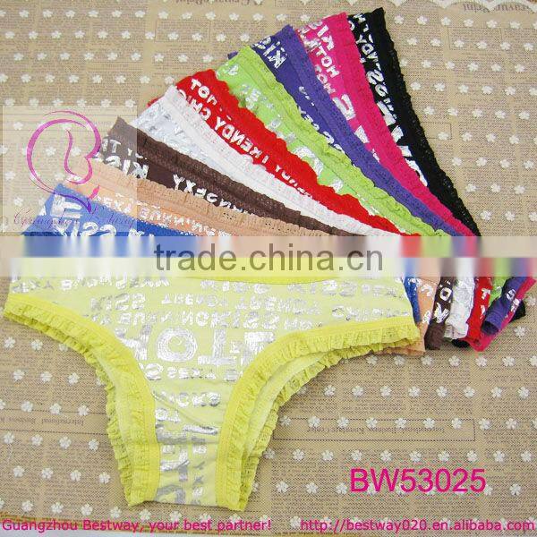 Sex costume cotton underwear with lace printed silver letter