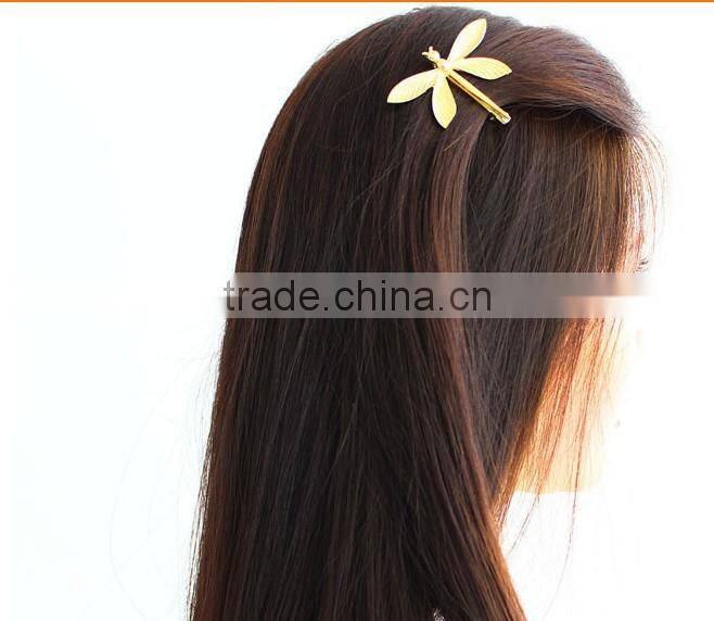 Metal maple leaf design hairgrips for Canadians, gold women hair clips