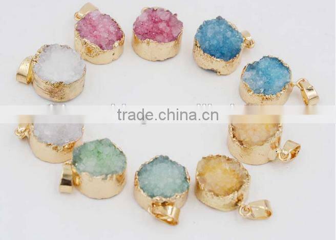 wire wrapped Amethyst quartz stone pendant charms wire wrapped gemstone charms druzy stone pendant for jewelry component 2016