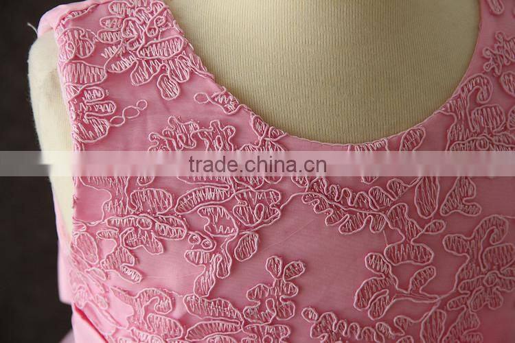 2017 girls dresses children frocks designs pink Lovely Bow-knot Vietnam 1 year baby girl dresses images first Communion dresses