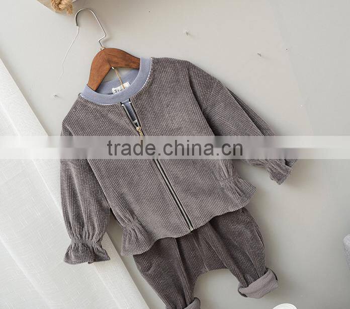YE5206 girls jacket corduroy flying sleeves 2017 autumn children coat