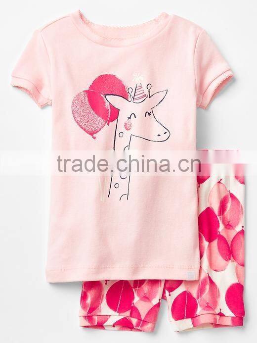 Girls floral printed pajama shorts set