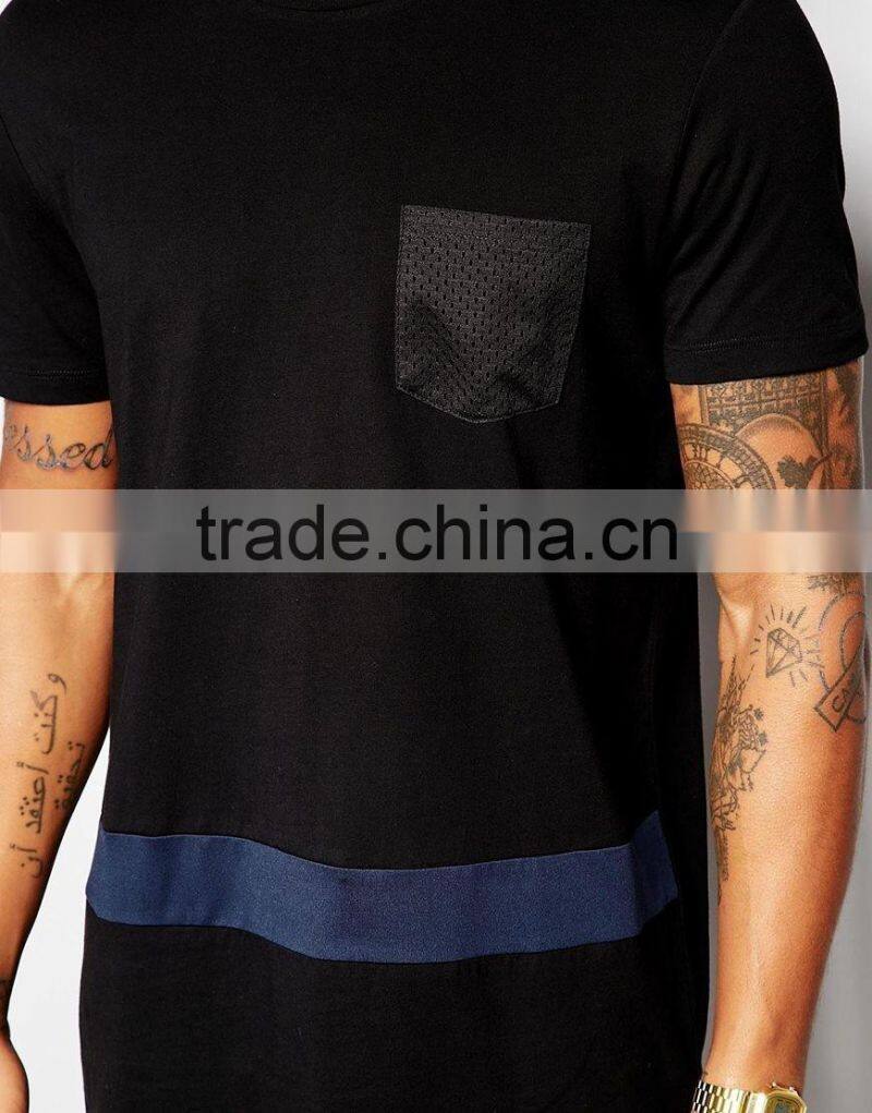 Man Wear Mesh Pocket Longline T Shirt New Style Tshirt Casual Top Cothes Men 2017 Mens T-shirts Tee