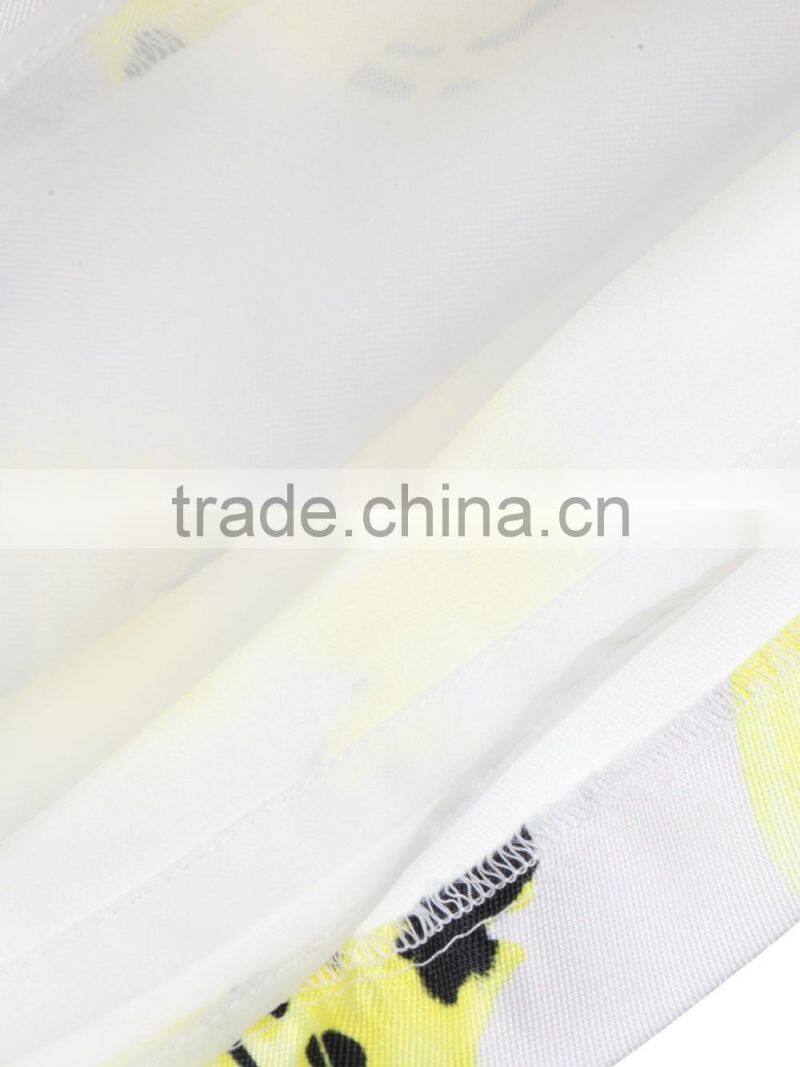 Girls full printing falbala sleeveless Peplum dress