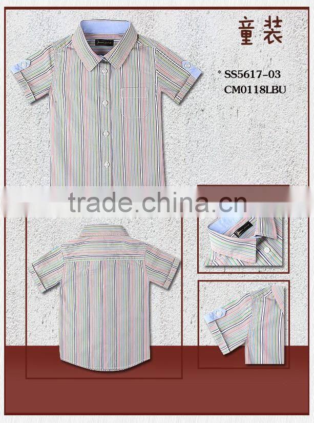 2017 latest stripe short sleeve kids shirts for boy