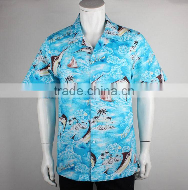 Skyblue wholesale cotton men aloha shirt hawaiian shirts