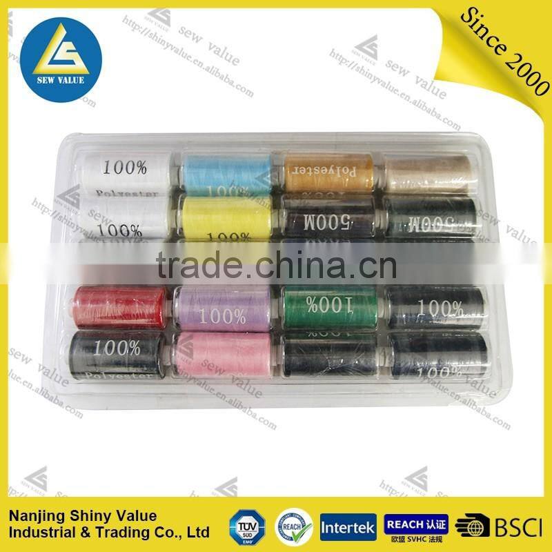 100 spun polyester material sewing thread with bobbin