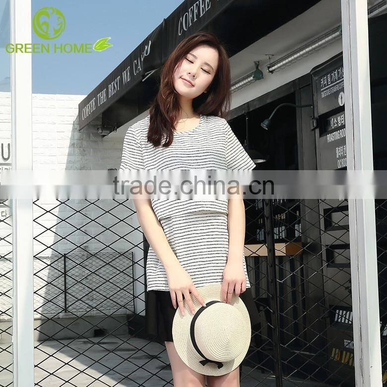 Comfortable Cotton Striped Maternity Clothes formal breast feeding clothing 100 pcs moq pregnancy clothes