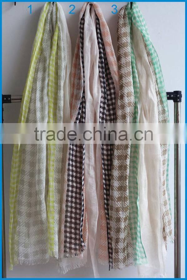 Japan hot selling spring fashion linen plaid scarf