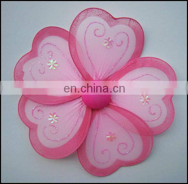 Heart shape decorative nylon flower
