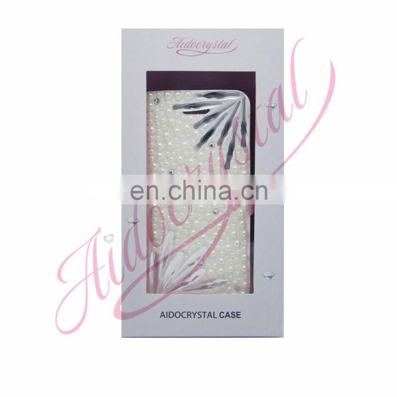 Aidocrystal Pearl double white feather flower customized phone covers for Huawei P9 lite