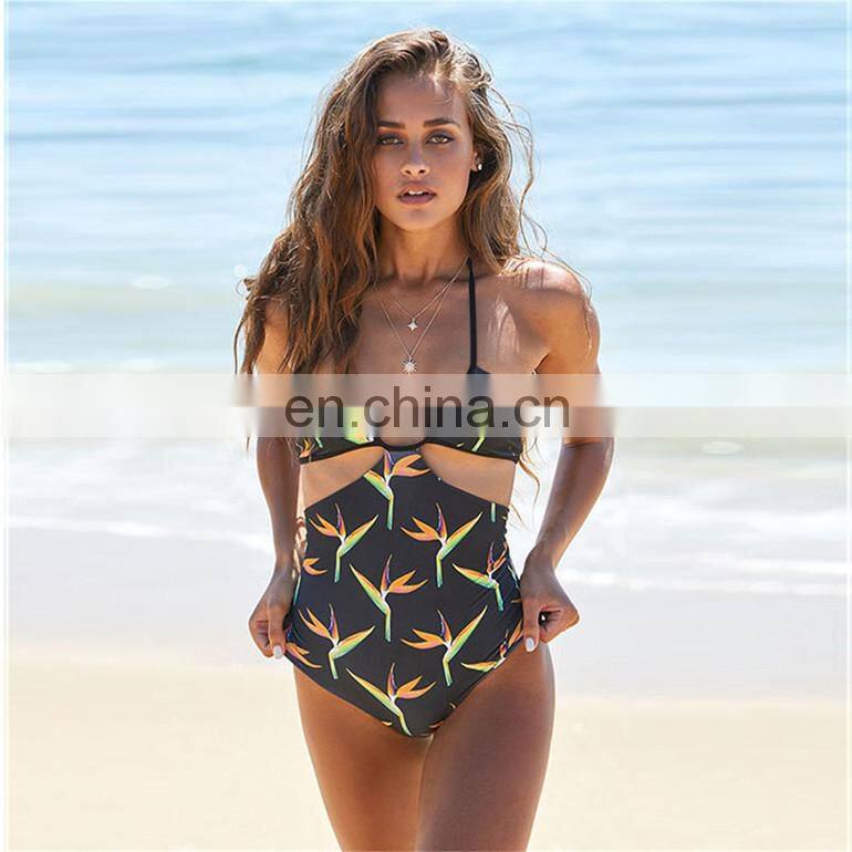 Sublimation print bikini full coverage plus size swimwear reversible one piece swimsuit