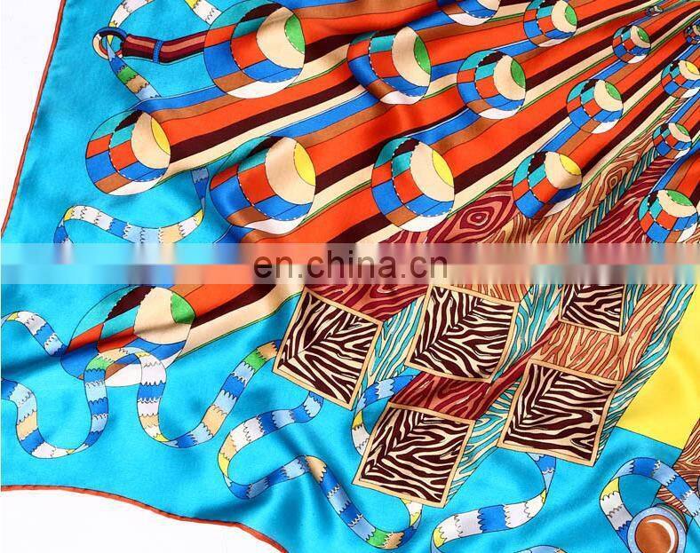 women fashion square satin silk head covering scarf