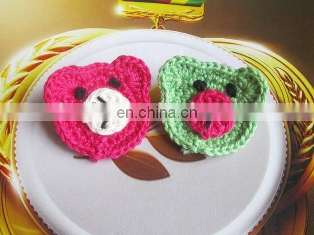 hand crocheted bear hair clip