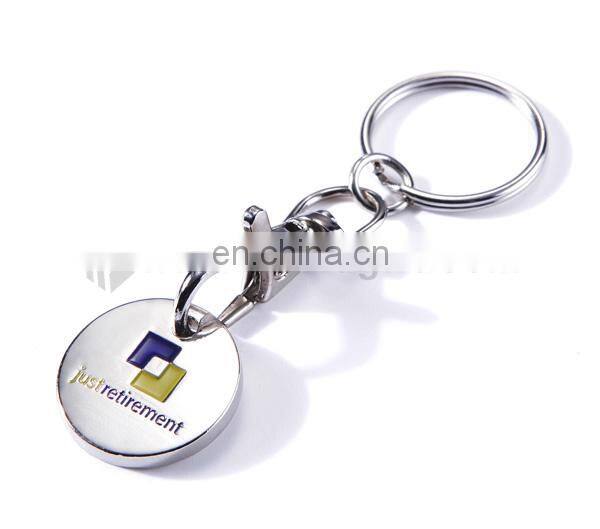 High quality cheap custom shape metal trolley coin keychain