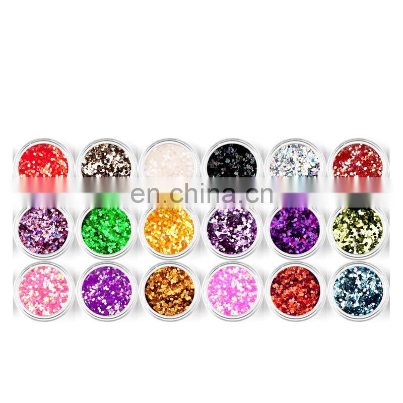 Small size Hexagon Shape 18 Colors Nail sparkling paillette spangles Set for nail art decoration