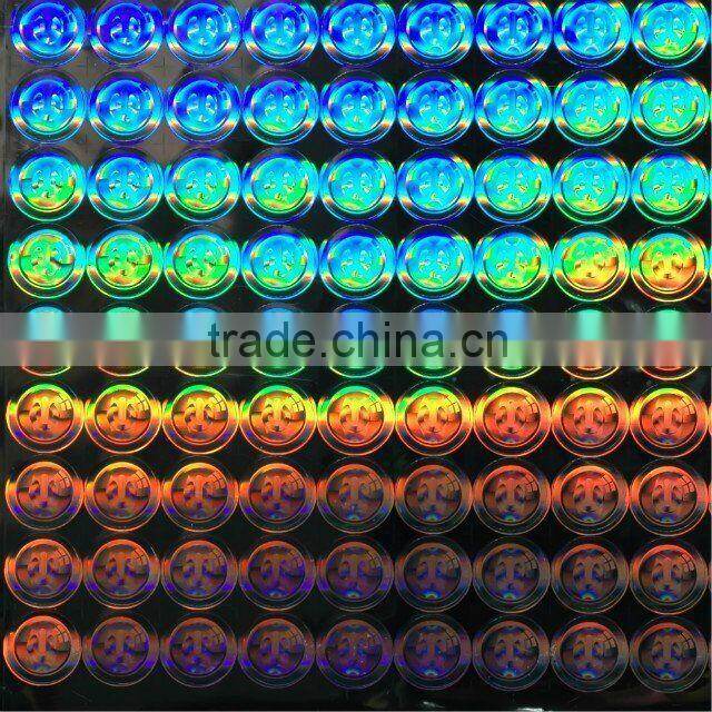 custom Anti-Counterfeit glossy varnish various color different material sheet packing self adhesive hologram sticker
