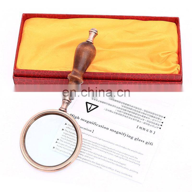10 Times Wood Handle Reading Magnifying Glass Optical Glass Magnifier
