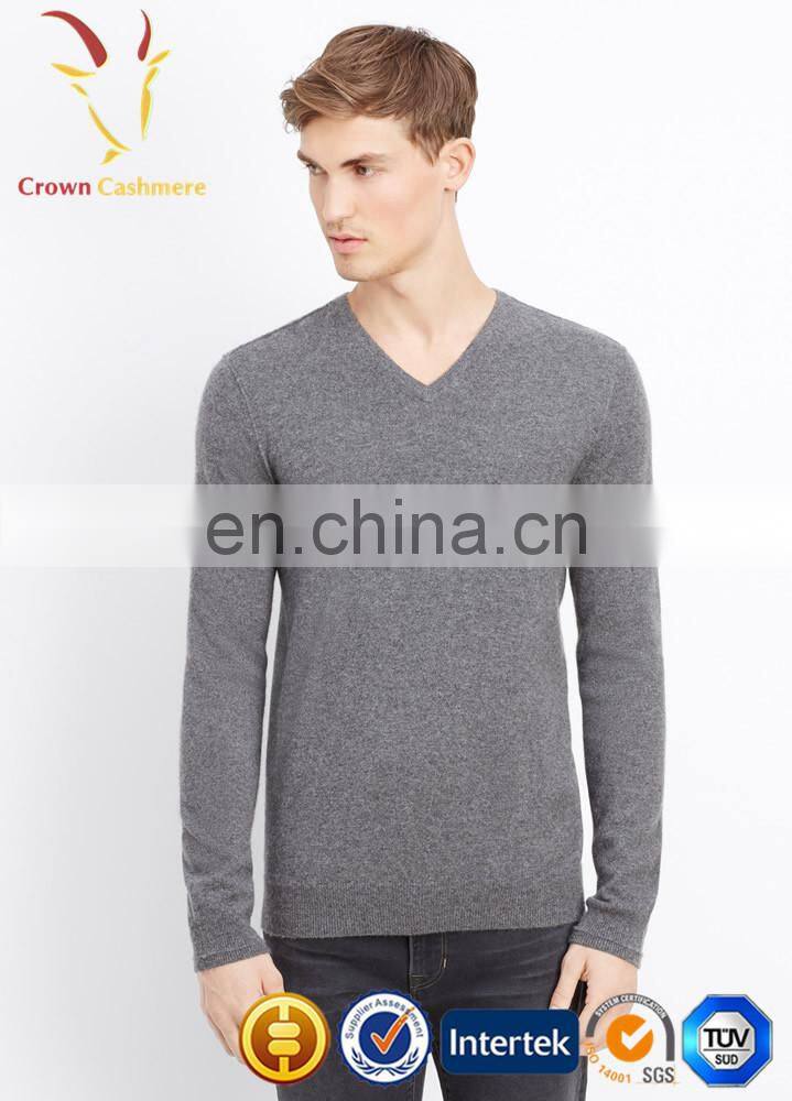 Men's Long Sleeve Solid Color V-neck Classic Sweater Pullover