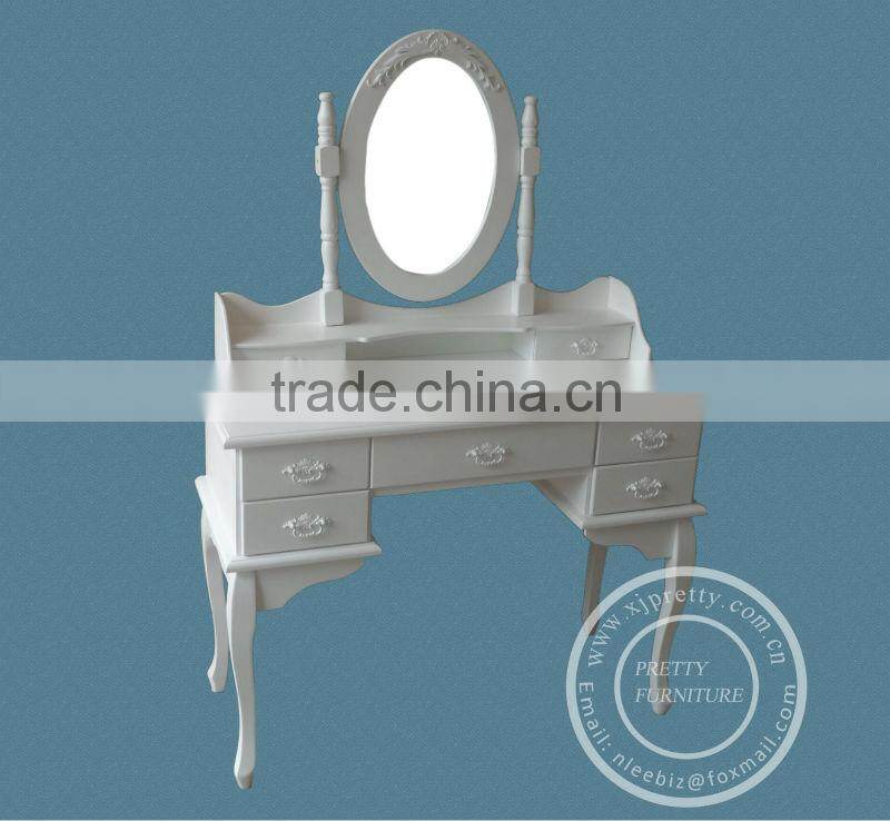 white color wooden dressing table with mirror / wooden bedroom furniture