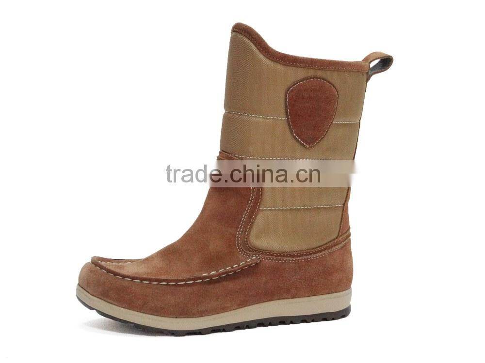 Wiley Herringbone Nylon and Suede Upper Furry Lining Moccasin Boots