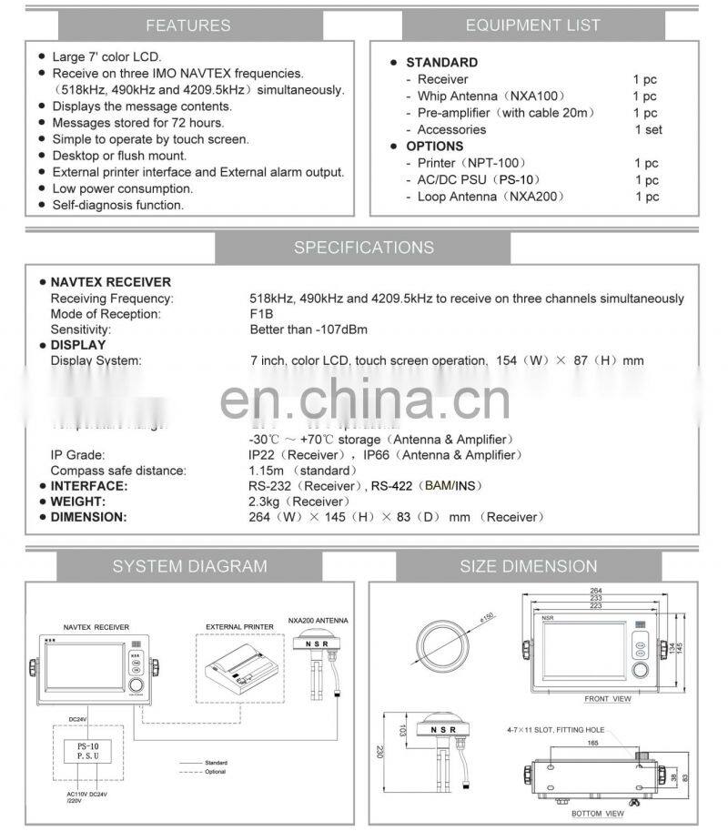 Marine electronics nautical navigation communication IMO GMDSS NVX-1000 collision avoidance navigational telex NAVTEX receiver