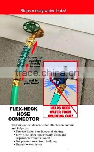 Garden flexible hose connector with spring/flex neck hose connector