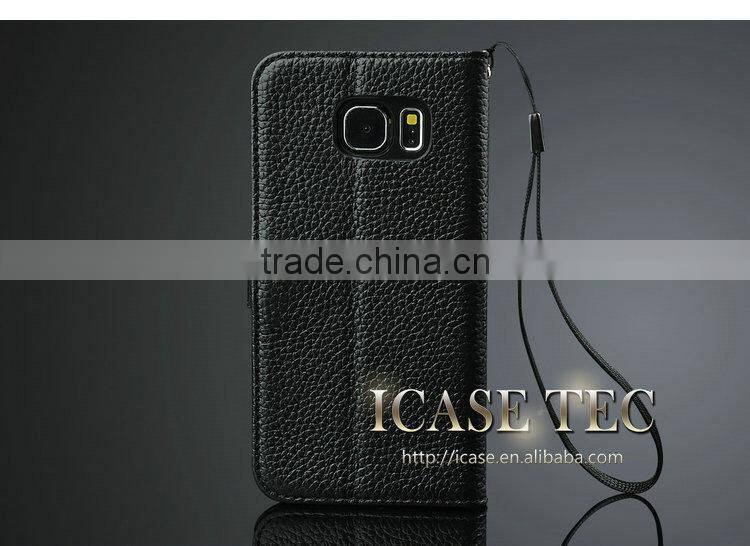 Cow Leather Slot Cover Case for Samsung S6 Wallet Flip Case