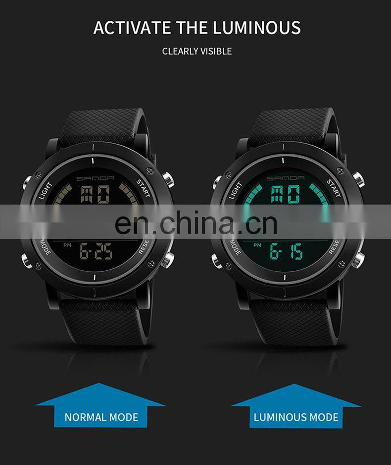 SANDA 410 Men Digital Fashion Chronograph Wristwatch Casual Silicone Calendar Sports Waterproof Watches