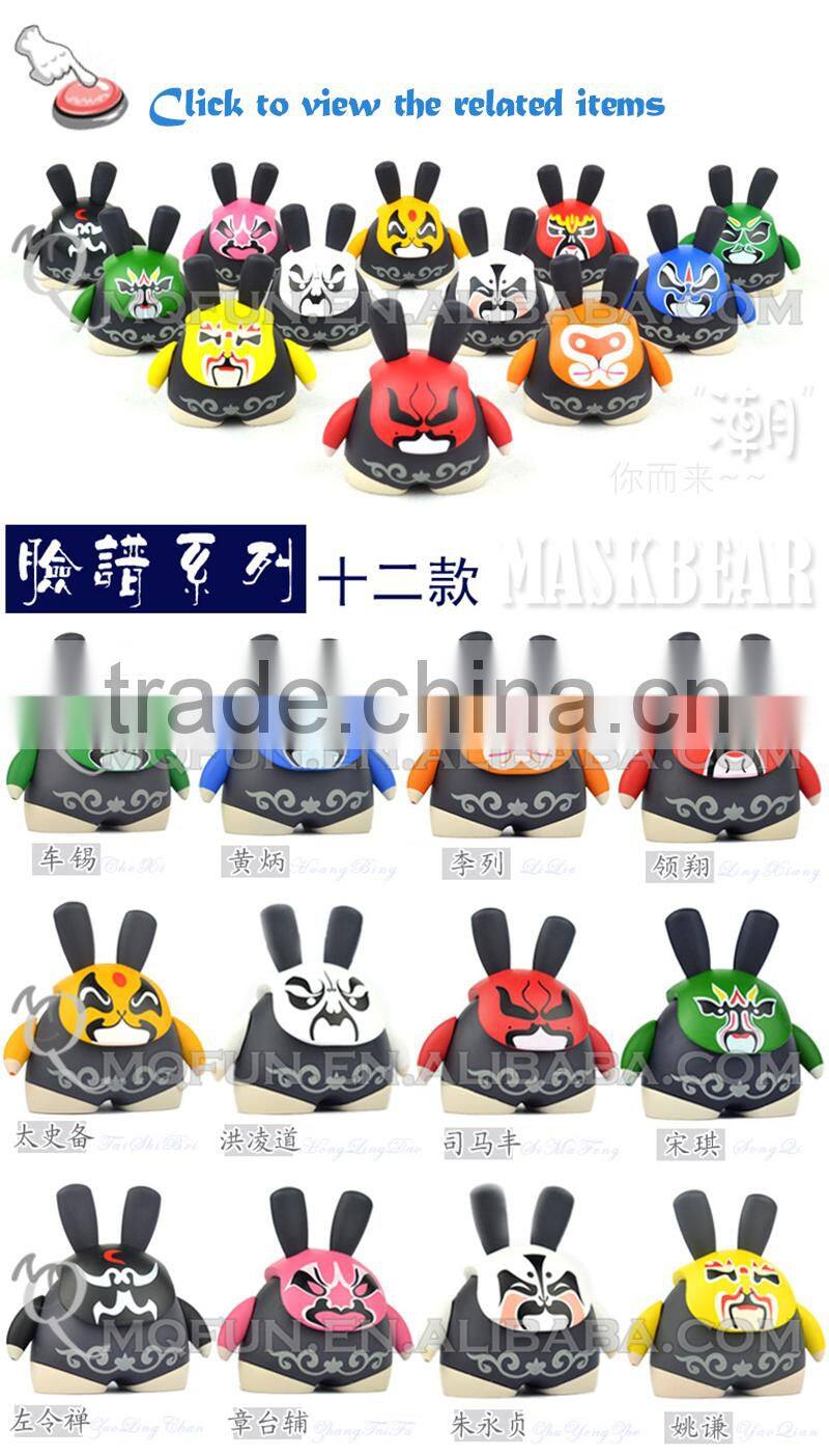 Mini Qute Mask Bear 6.5cm Kawaii Chinese opera facial makeup LI LIE plastic reloading action figure Cartoon toy car Decoration