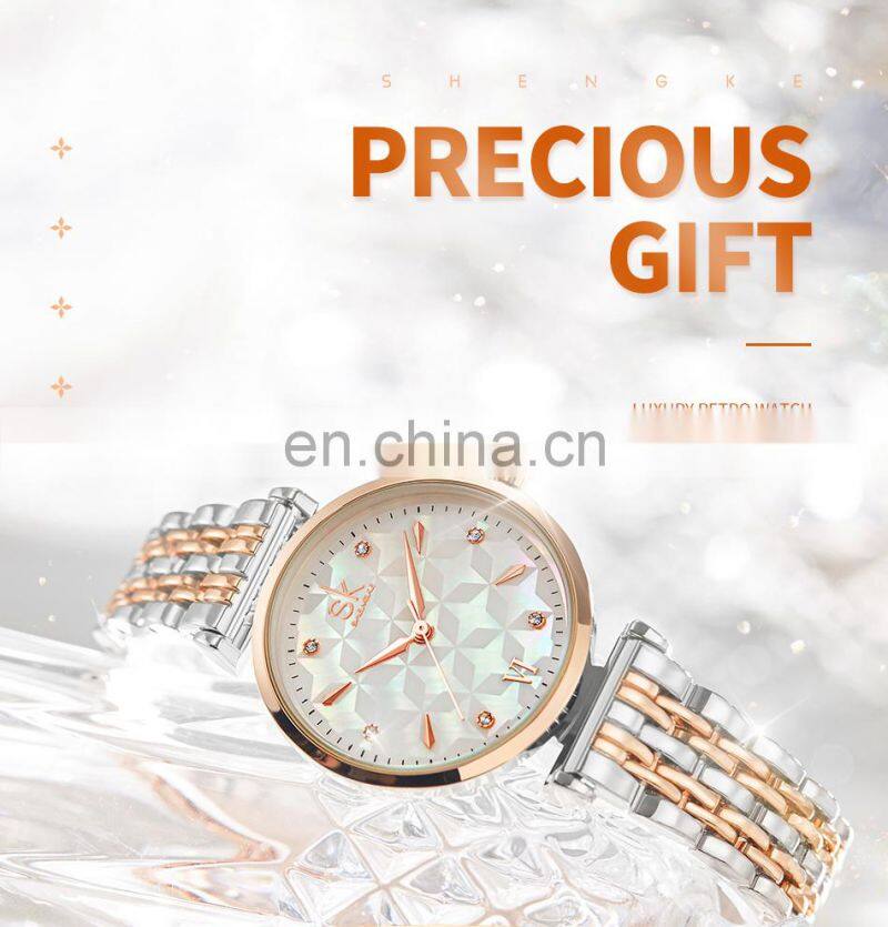 SHENGKE Shop for Watches Online Ladies Jewelry Watch Set K0136L Women Bracelet Watch Chic Necklace Wholesale Wristwatch